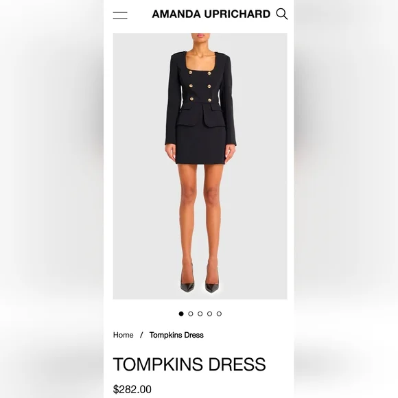 NEW Amanda Uprichard Black Tompkins Dress | Size Medium Retails $282 - Picture 10 of 10